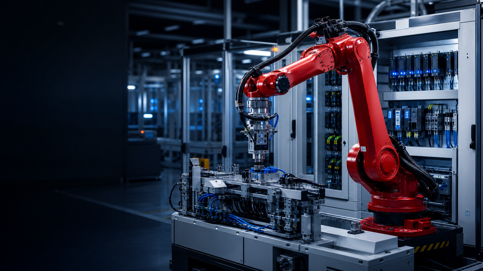 ABB industrial robot in an automation cell